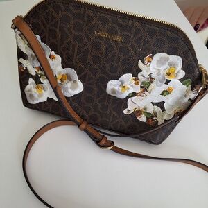 Calvin Klein Brown Floral Crossbody Bag